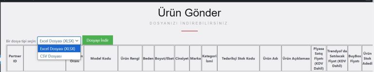Pazaryeri entegrasyonu - ürünleri xlsx ve csv indirme