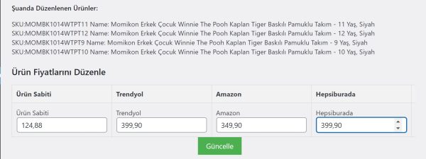 Keskintech Marketplaces Pazaryeri Entegrasyonu- Ürün Fiyatlandırma